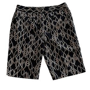 Bamboo Traders Black, Tan & Ivory Geometric Print Bermuda Shorts, Size 12